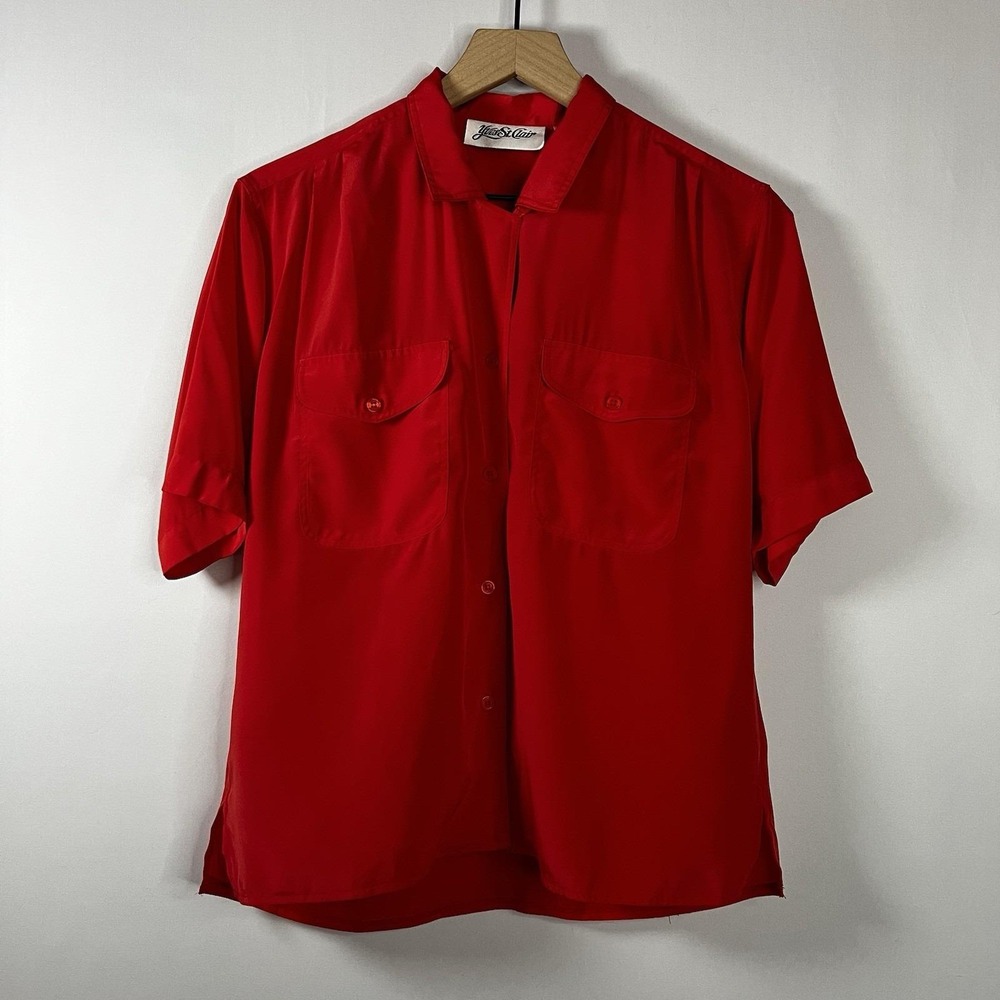 Vintage Yves St. Clair Blouse Women Size 8 Collared Button Front Short Sleeve